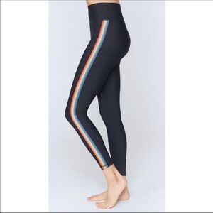 LIKE NEW Spiritual Gangster High Waisted Black Leggings Rainbow Stripe Size S